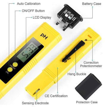 PH Meter 0-14 PH Measurement Range PH Tester, Suitable for Accurate Testing of Drinking Water, Aquariums, Swimming Pools, Hydroponics & More - Imported from UK